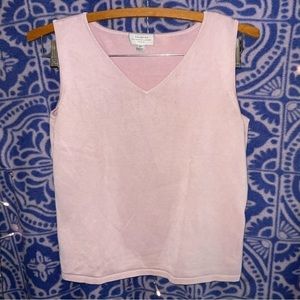 Nwot Tahari pink silk blend sweater tank with vneck